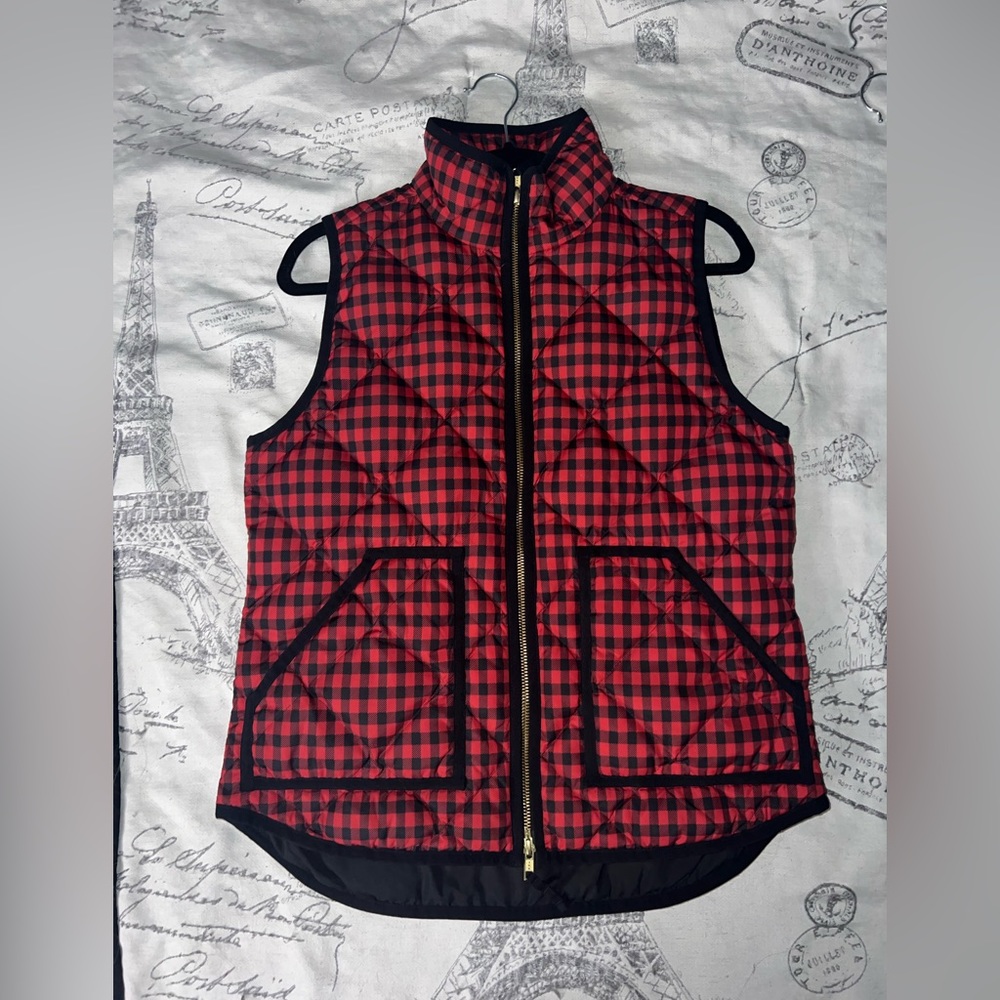 JCrew Red Plaid Vest